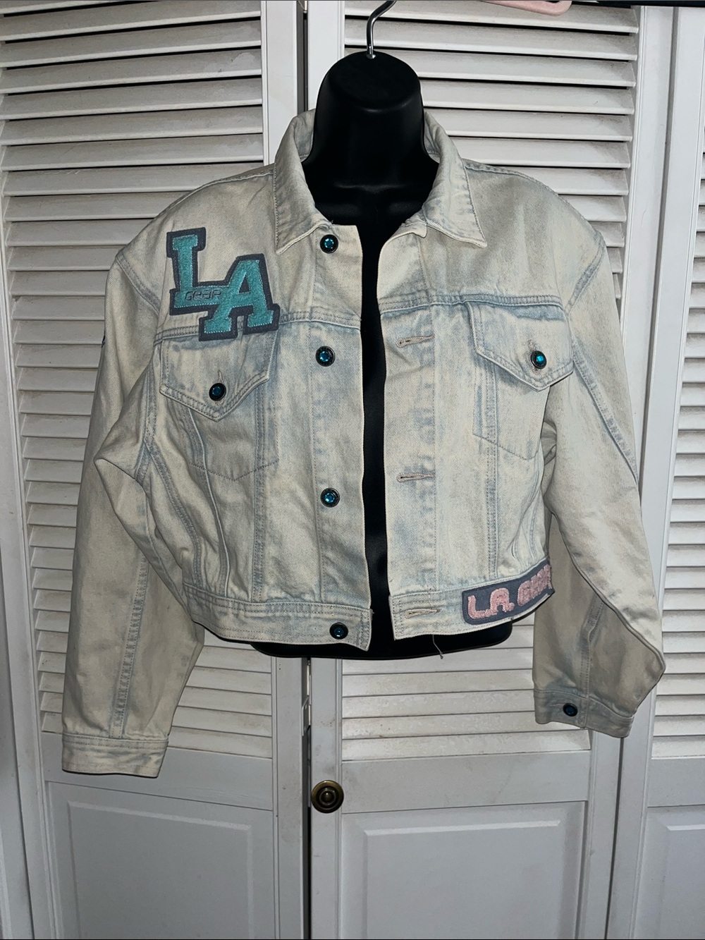 Vintage L.A. Gear Embroidered Light Wash Cropped Denim Jacket